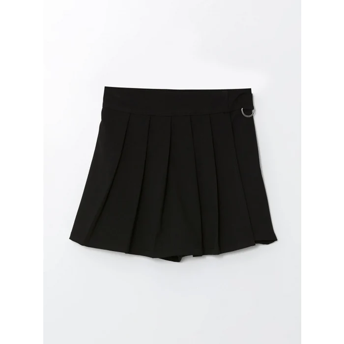 LCW Kids SİYAH Beli Lastikli Pileli Kız Çocuk Şort Etek