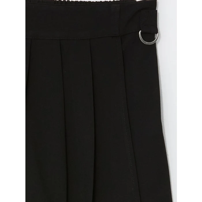 LCW Kids SİYAH Beli Lastikli Pileli Kız Çocuk Şort Etek