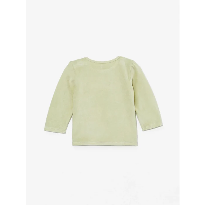 LCW baby YEŞİL Bisiklet Yaka Kadife Kız Bebek Pijama Takım