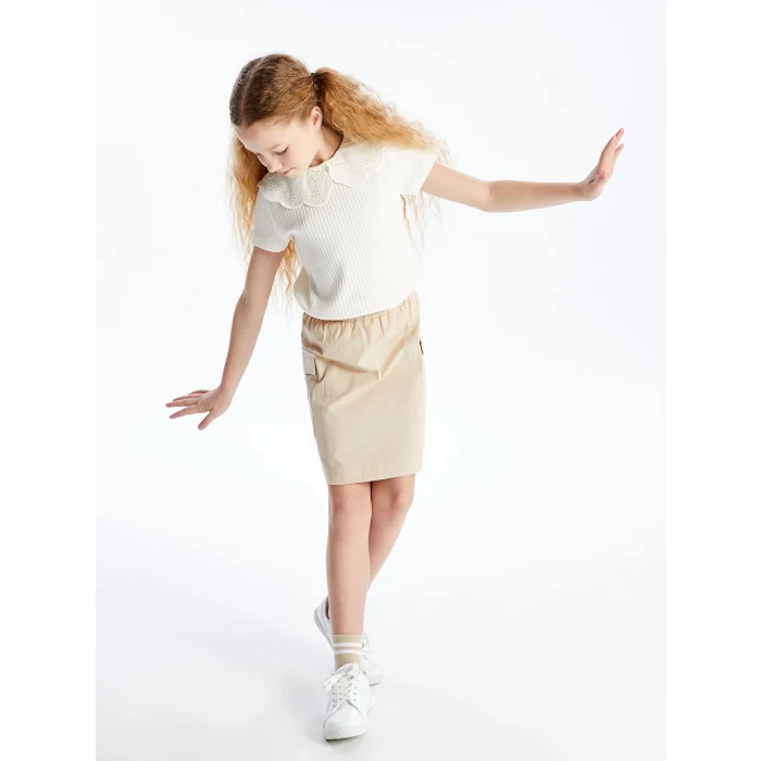 LCW Kids BEJ Beli Lastikli Kız Çocuk Kargo Etek