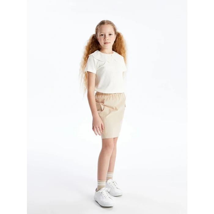 LCW Kids BEJ Beli Lastikli Kız Çocuk Kargo Etek