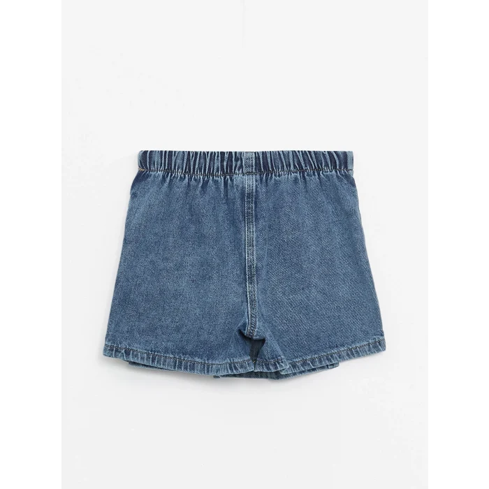 LCW Kids MAVİ Beli Lastikli Kız Çocuk Jean Şort Etek
