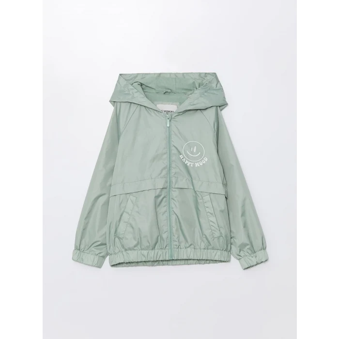 LCW Kids YEŞİL Kapüşonlu Kız Çocuk Yağmurluk
