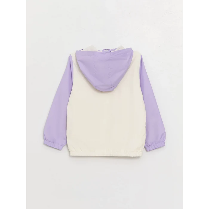LCW Kids EKRU Kapüşonlu Renk Bloklu Kız Çocuk Mont