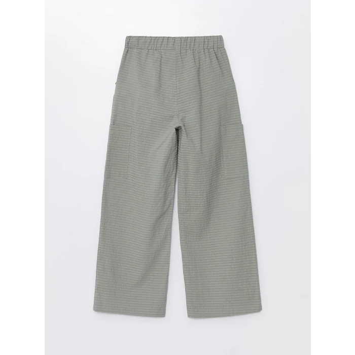LCW Kids HAKİ Beli Lastikli Wideleg Kız Çocuk Pantolon