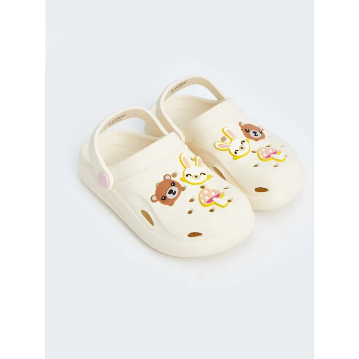 LCW STEPS EKRU Baskılı Kız Çocuk Plaj Sandaleti