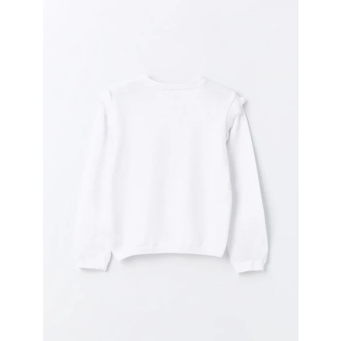 LCW Kids BEYAZ Bisiklet Yaka Uzun Kollu Kız Çocuk Triko Hırka