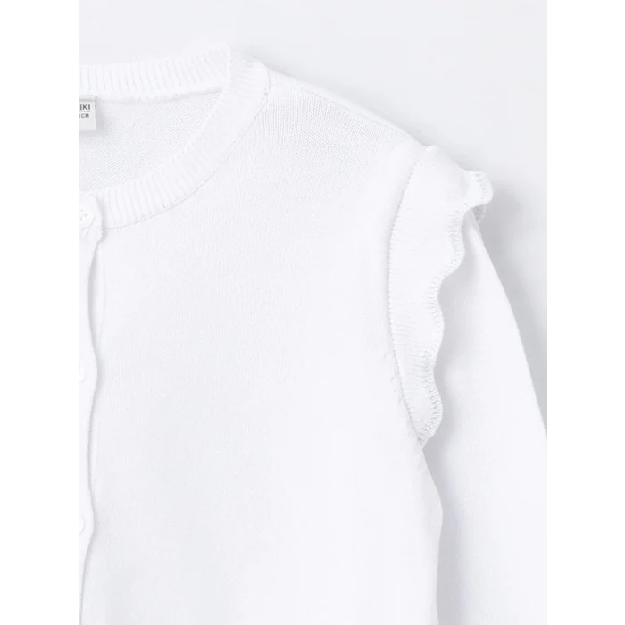 LCW Kids BEYAZ Bisiklet Yaka Uzun Kollu Kız Çocuk Triko Hırka