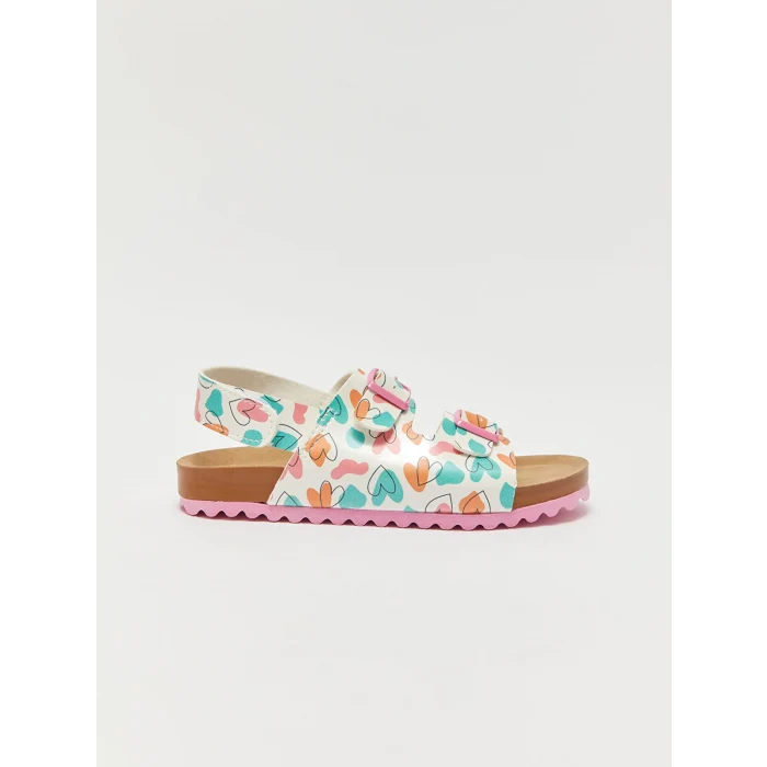 LCW STEPS BEYAZ Baskılı Kız Çocuk Sandalet