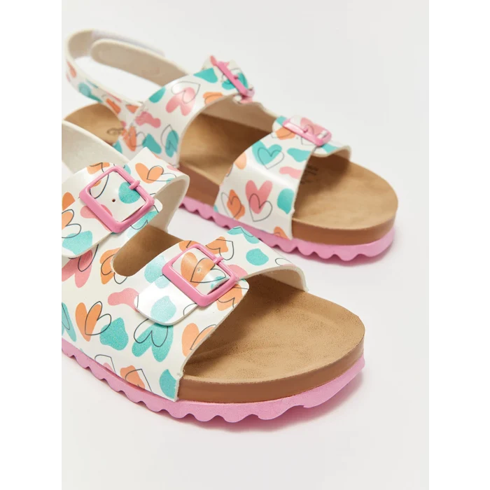 LCW STEPS BEYAZ Baskılı Kız Çocuk Sandalet