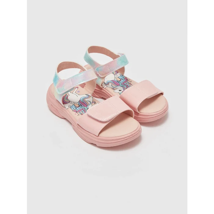 LCW STEPS PEMBE Çapraz Bantlı Kız Çocuk Sandalet