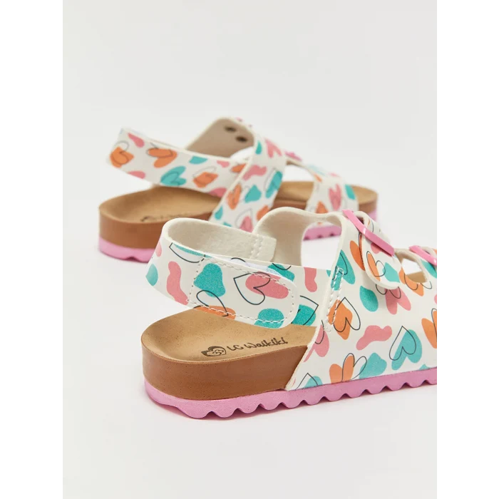 LCW STEPS BEYAZ Baskılı Kız Çocuk Sandalet