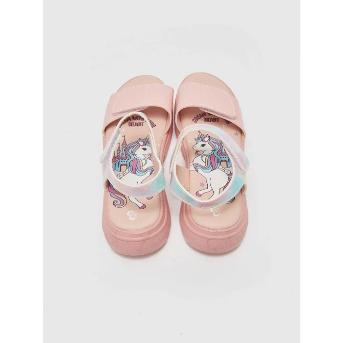 LCW STEPS PEMBE Çapraz Bantlı Kız Çocuk Sandalet