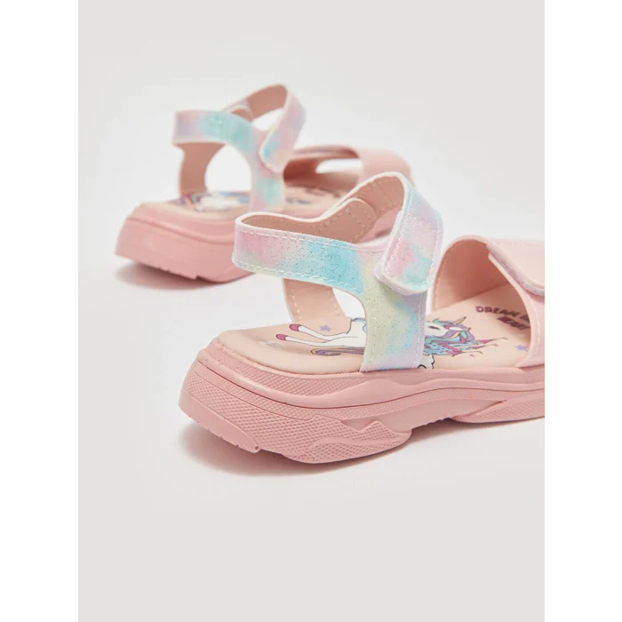 LCW STEPS PEMBE Çapraz Bantlı Kız Çocuk Sandalet