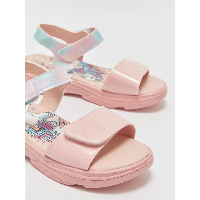 LCW STEPS PEMBE Çapraz Bantlı Kız Çocuk Sandalet