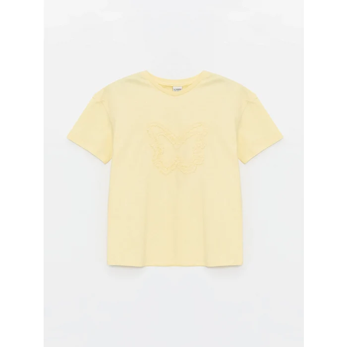 LCW Kids SARI Bisiklet Yaka Kız Çocuk Tişört ve Etek