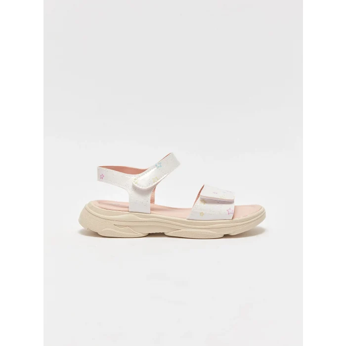 LCW STEPS BEYAZ Cırt Cırtlı Çift Bantlı Kız Çocuk Sandalet