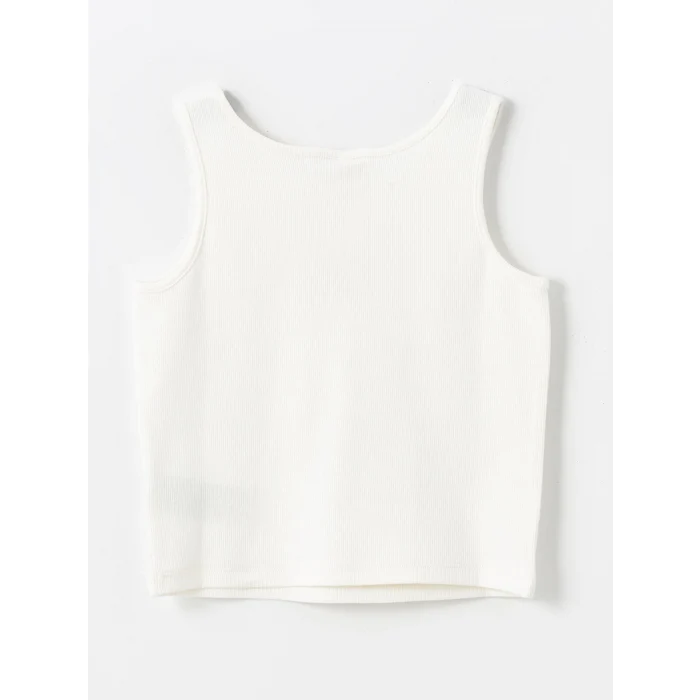 LCW Kids EKRU Bisiklet Yaka Baskılı Kız Çocuk Atlet ve Etek