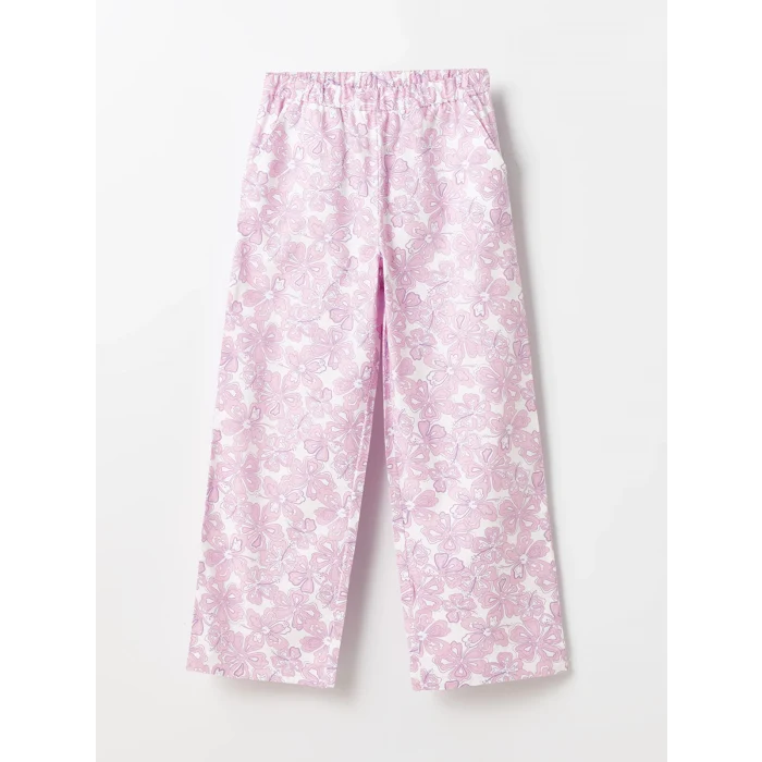 LCW Kids EKRU Bisiklet Yaka Baskılı Kısa Kollu Kız Çocuk Tişört ve Pantolon