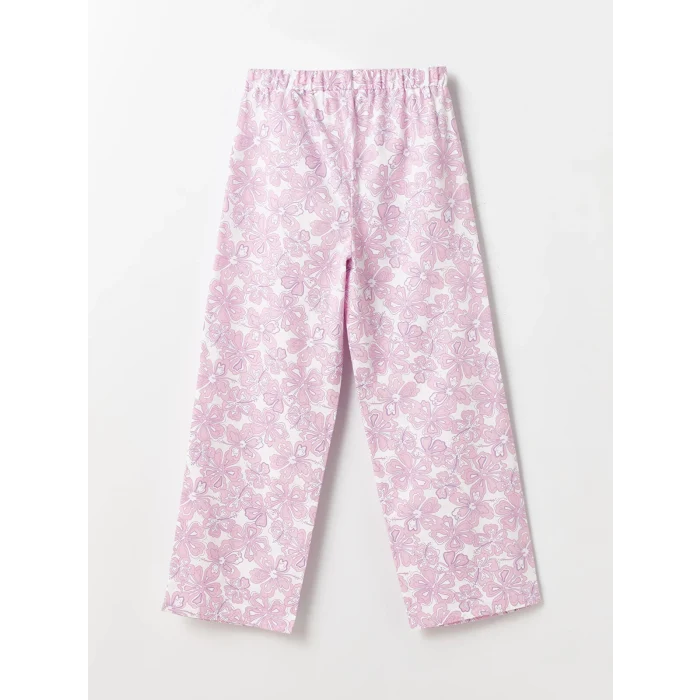 LCW Kids EKRU Bisiklet Yaka Baskılı Kısa Kollu Kız Çocuk Tişört ve Pantolon