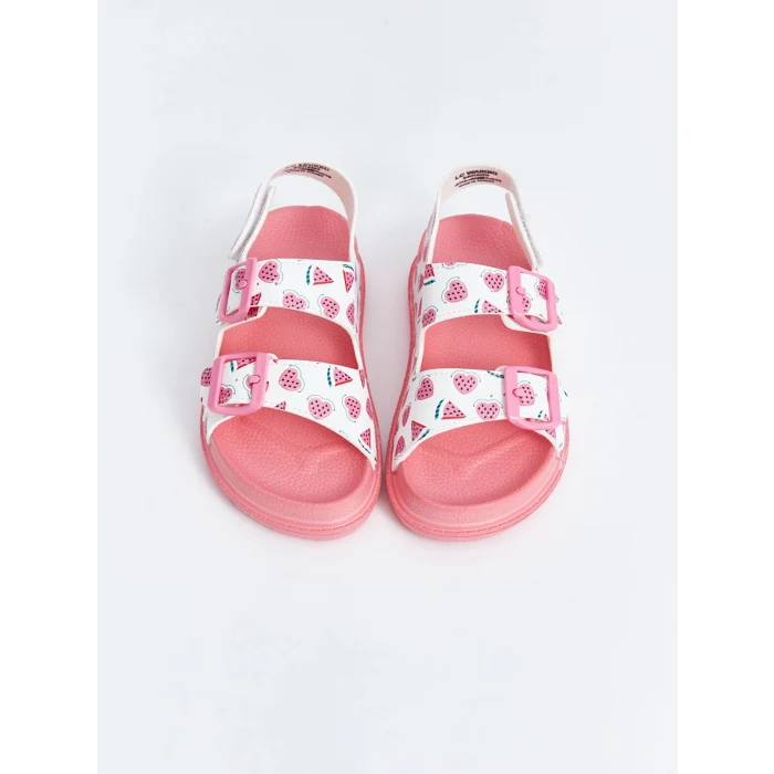 LCW STEPS BEYAZ Cırt Cırtlı Baskılı Kız Çocuk Sandalet