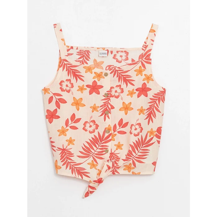 LCW Kids MERCAN Kare Yaka Çiçekli Kız Çocuk Bluz ve Etek