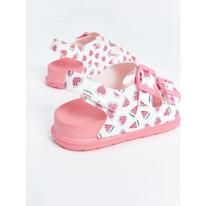 LCW STEPS BEYAZ Cırt Cırtlı Baskılı Kız Çocuk Sandalet