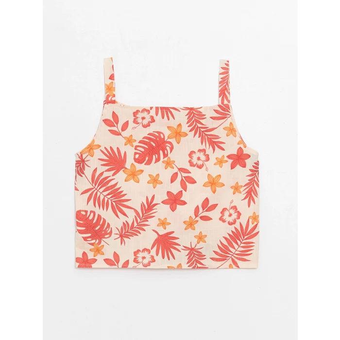 LCW Kids MERCAN Kare Yaka Çiçekli Kız Çocuk Bluz ve Etek