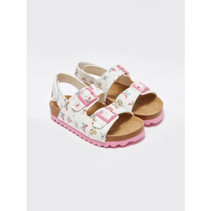 LCW STEPS EKRU Baskılı Kız Çocuk Sandalet