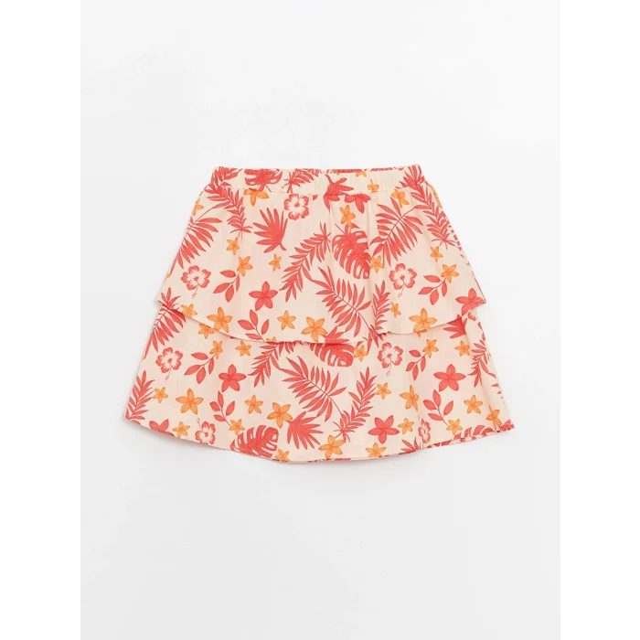 LCW Kids MERCAN Kare Yaka Çiçekli Kız Çocuk Bluz ve Etek