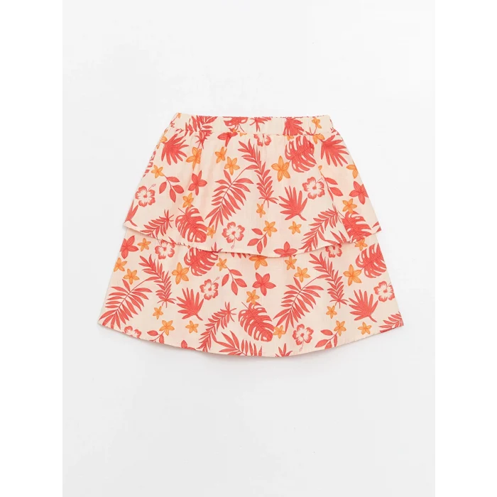 LCW Kids MERCAN Kare Yaka Çiçekli Kız Çocuk Bluz ve Etek