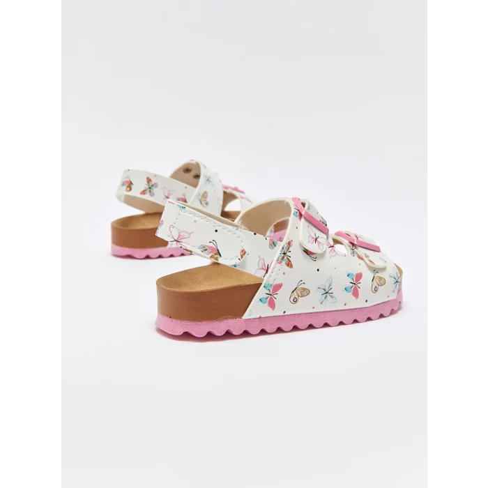 LCW STEPS EKRU Baskılı Kız Çocuk Sandalet