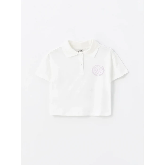 LCW Kids EKRU Polo Yaka Baskılı Kız Çocuk Tişört ve Şort Etek