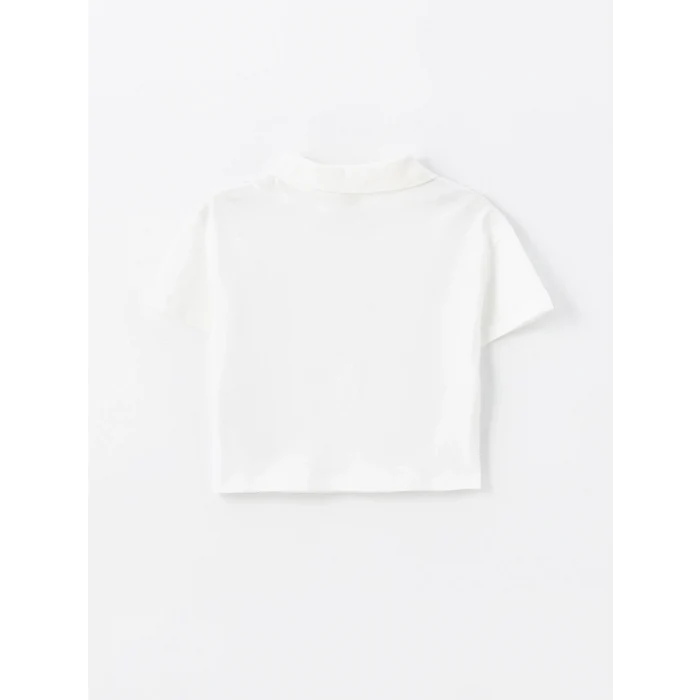LCW Kids EKRU Polo Yaka Baskılı Kız Çocuk Tişört ve Şort Etek