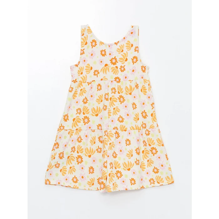 LCW Kids EKRU Bisiklet Yaka Çiçekli Kız Çocuk Tulum