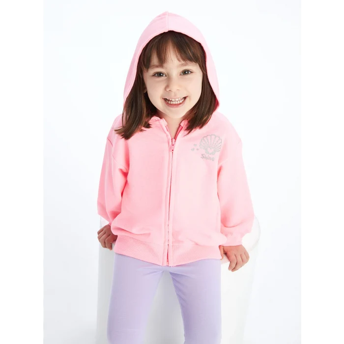 LCW Kids PEMBE Kapüşonlu Uzun Kollu Kız Bebek Fermuarlı Sweatshirt