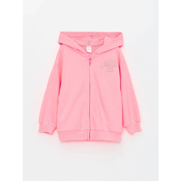 LCW Kids PEMBE Kapüşonlu Uzun Kollu Kız Bebek Fermuarlı Sweatshirt