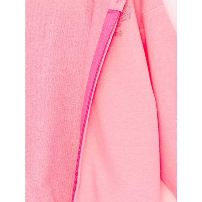 LCW Kids PEMBE Kapüşonlu Uzun Kollu Kız Bebek Fermuarlı Sweatshirt