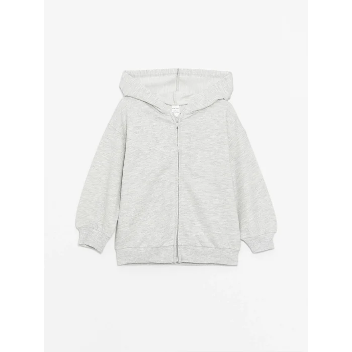 LCW Kids GRİ Kapüşonlu Uzun Kollu Kız Bebek Fermuarlı Sweatshirt