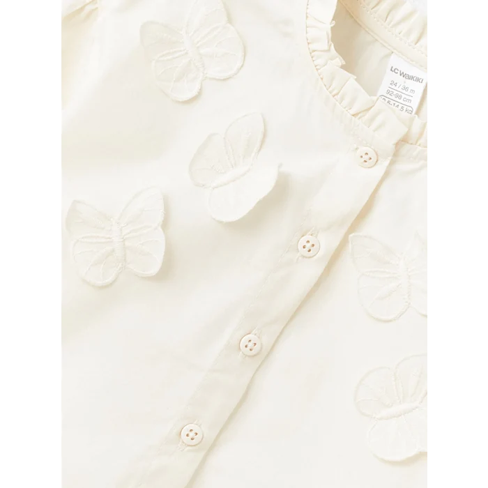 LCW Kids EKRU Bisiklet Yaka Uzun Kollu Kız Bebek Gömlek