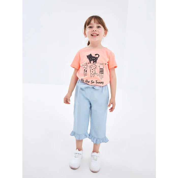LCW Kids İNDİGO Beli Lastikli Kız Bebek Jean Pantolon