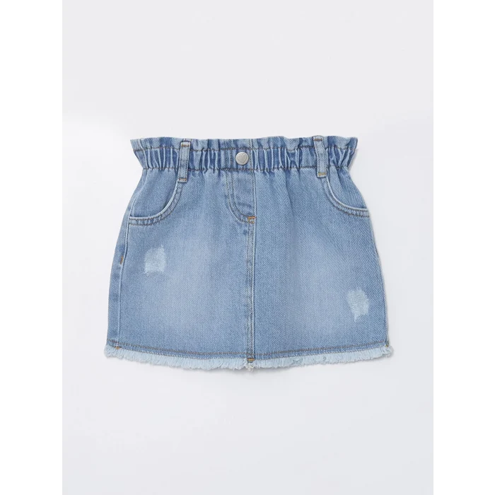 LCW Kids MAVİ Beli Lastikli Kız Bebek Jean Etek