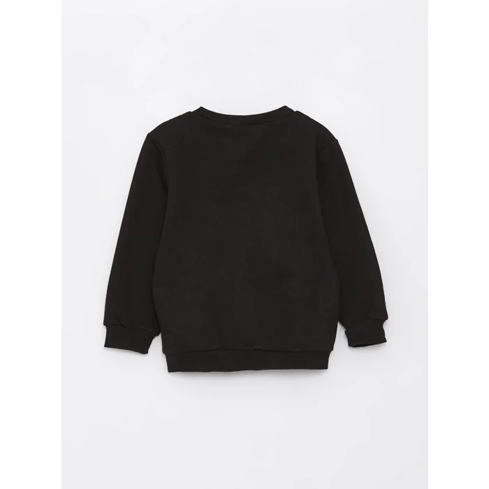 LCW Kids SİYAH Bisiklet Yaka Baskılı Kız Bebek Sweatshirt 2li