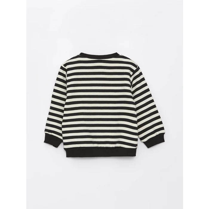 LCW Kids SİYAH Bisiklet Yaka Baskılı Kız Bebek Sweatshirt 2li