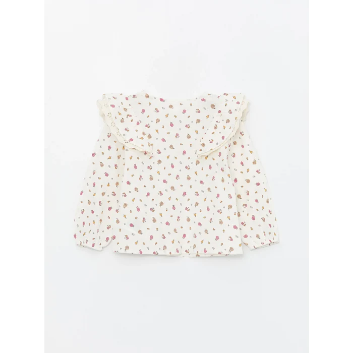 LCW Kids EKRU Bebe Yaka Uzun Kollu Çiçek Desenli Kız Bebek Gömlek