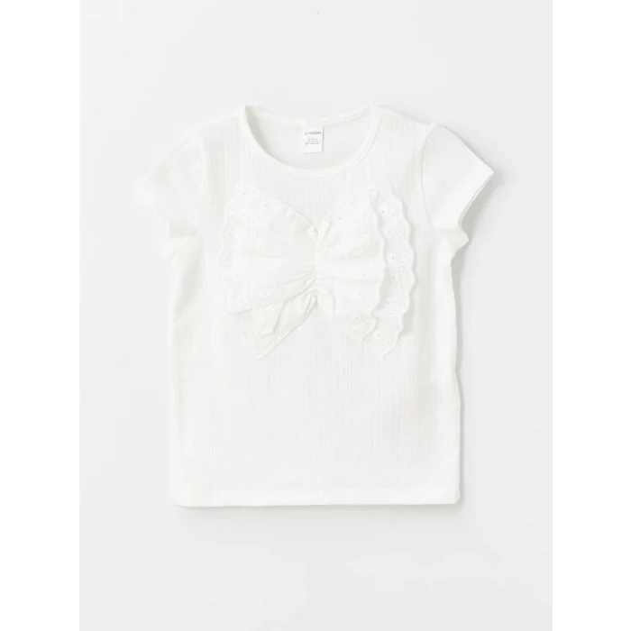 LCW Kids EKRU Bisiklet Yaka Kısa Kollu Kız Bebek Bluz ve Tayt 2li Takım