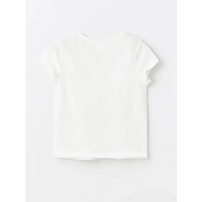 LCW Kids EKRU Bisiklet Yaka Kısa Kollu Kız Bebek Bluz ve Tayt 2li Takım