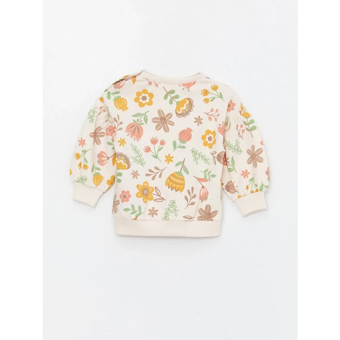 LCW baby EKRU Bisiklet Yaka Uzun Kollu Kız Bebek Sweatshirt ve Tayt 2li Takım