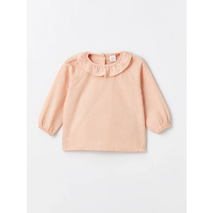 LCW baby PEMBE Bebe Yaka Uzun Kollu Baskılı Kız Bebek Bluz ve Tayt 2li Takım