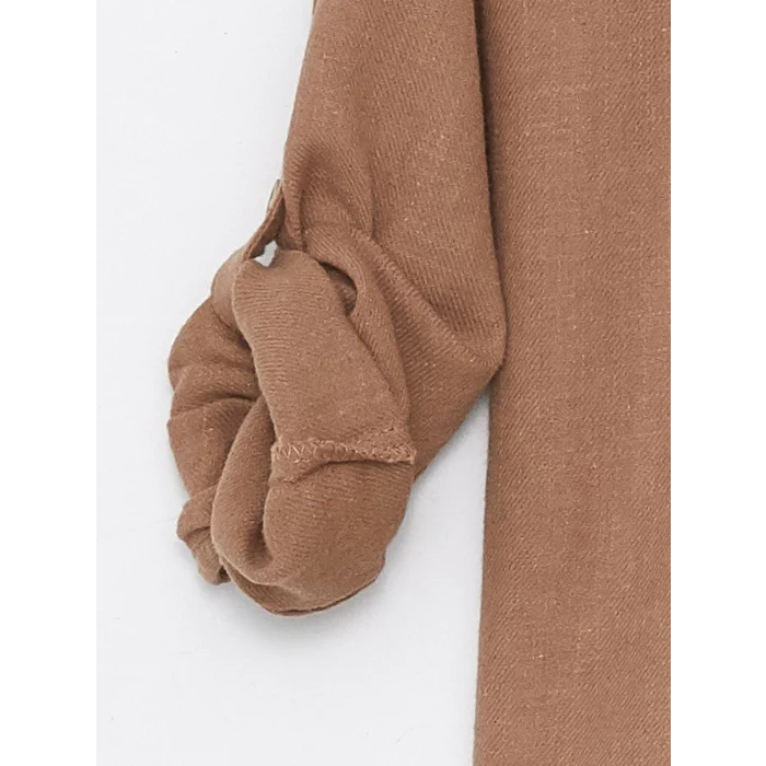 LCW Kids KAHVERENGİ Uzun Kollu Basic Erkek Bebek Gömlek